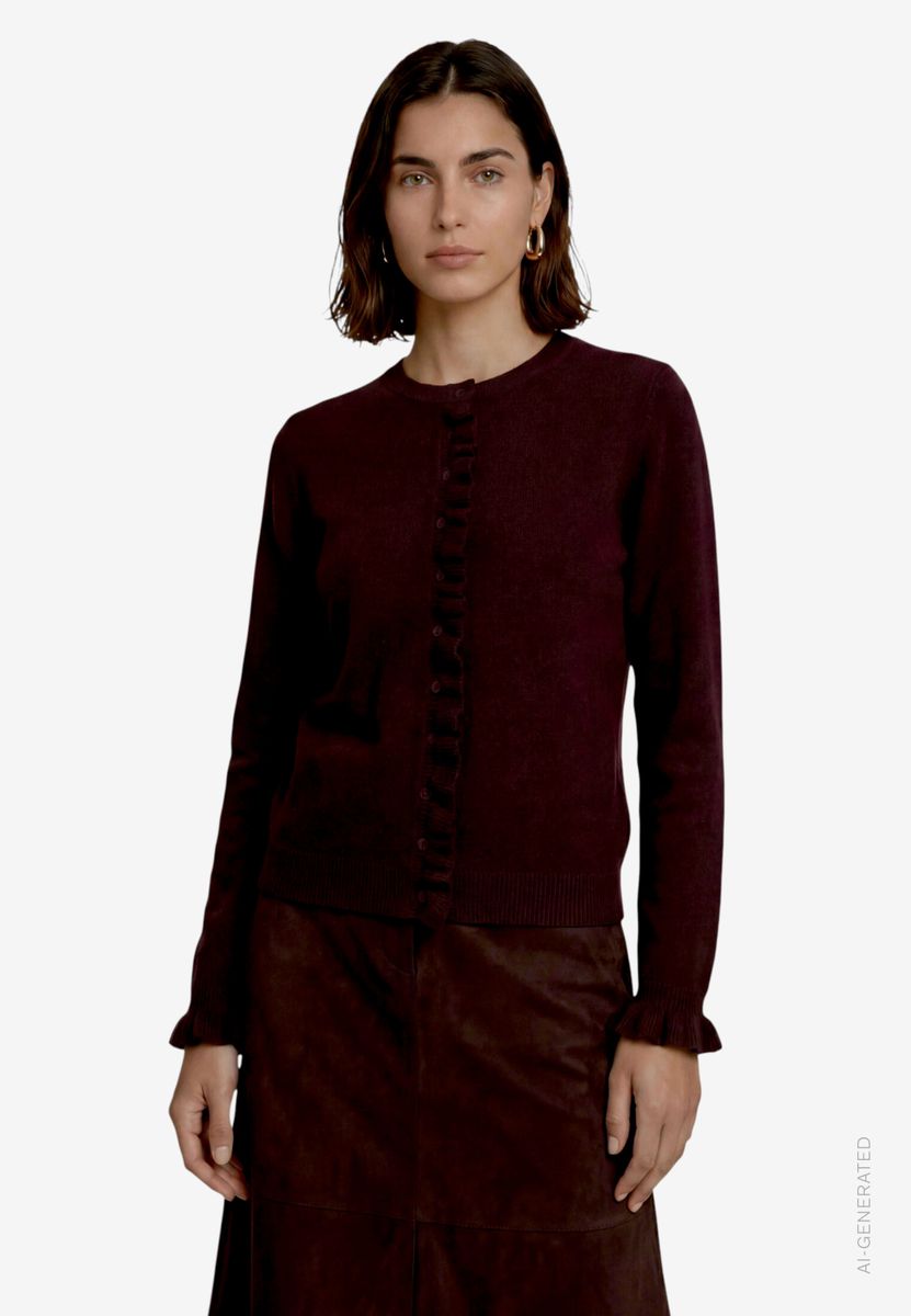 Strickjacke Damen  mit Rüschen