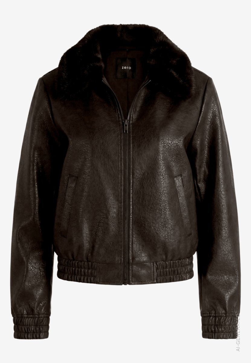 Damen Kunstlederjacke  mit Kragen in Felloptik