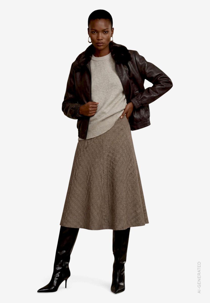 Damen Kunstlederjacke  mit Kragen in Felloptik