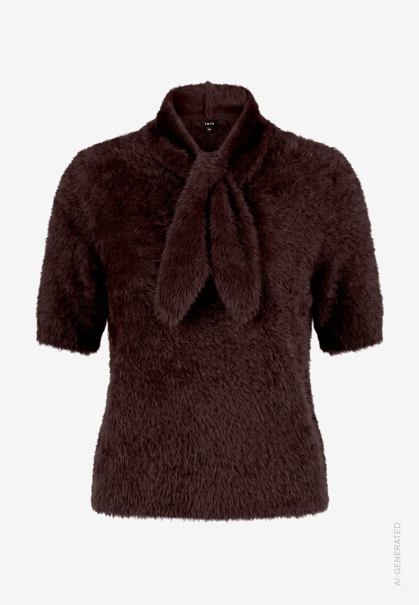 Damen Kurzarmpullover flauschig