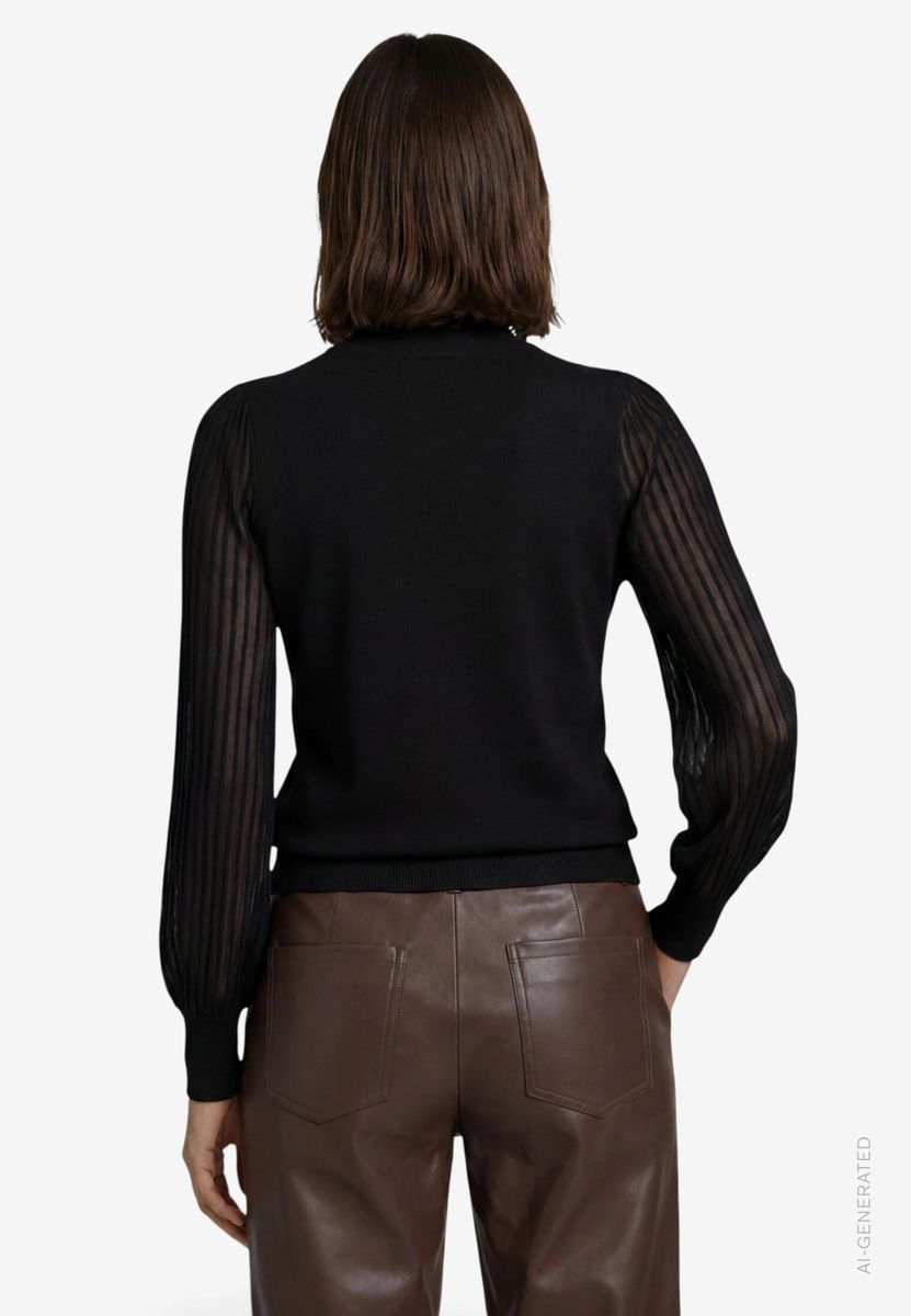 Damen Pullover  mit transparenten Ärmeln