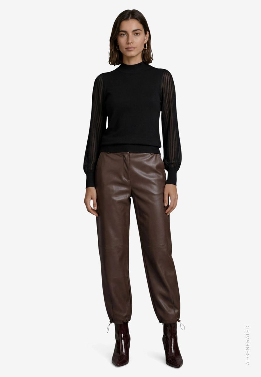 Damen Pullover  mit transparenten Ärmeln