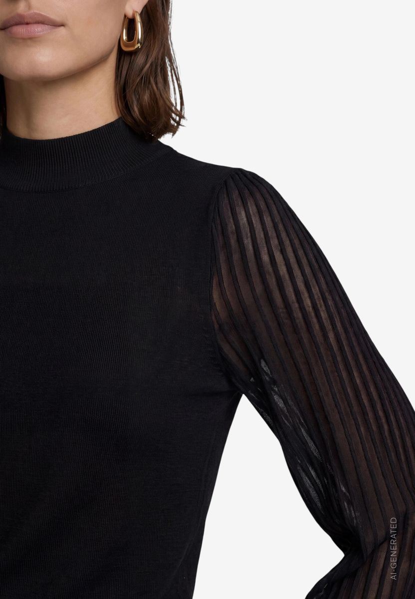 Damen Pullover  mit transparenten Ärmeln