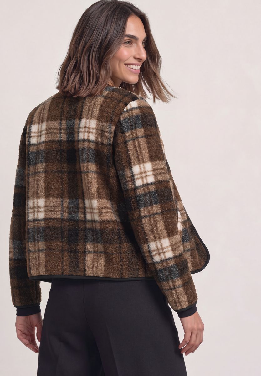 Teddy-Jacke mit Rundhals und Print