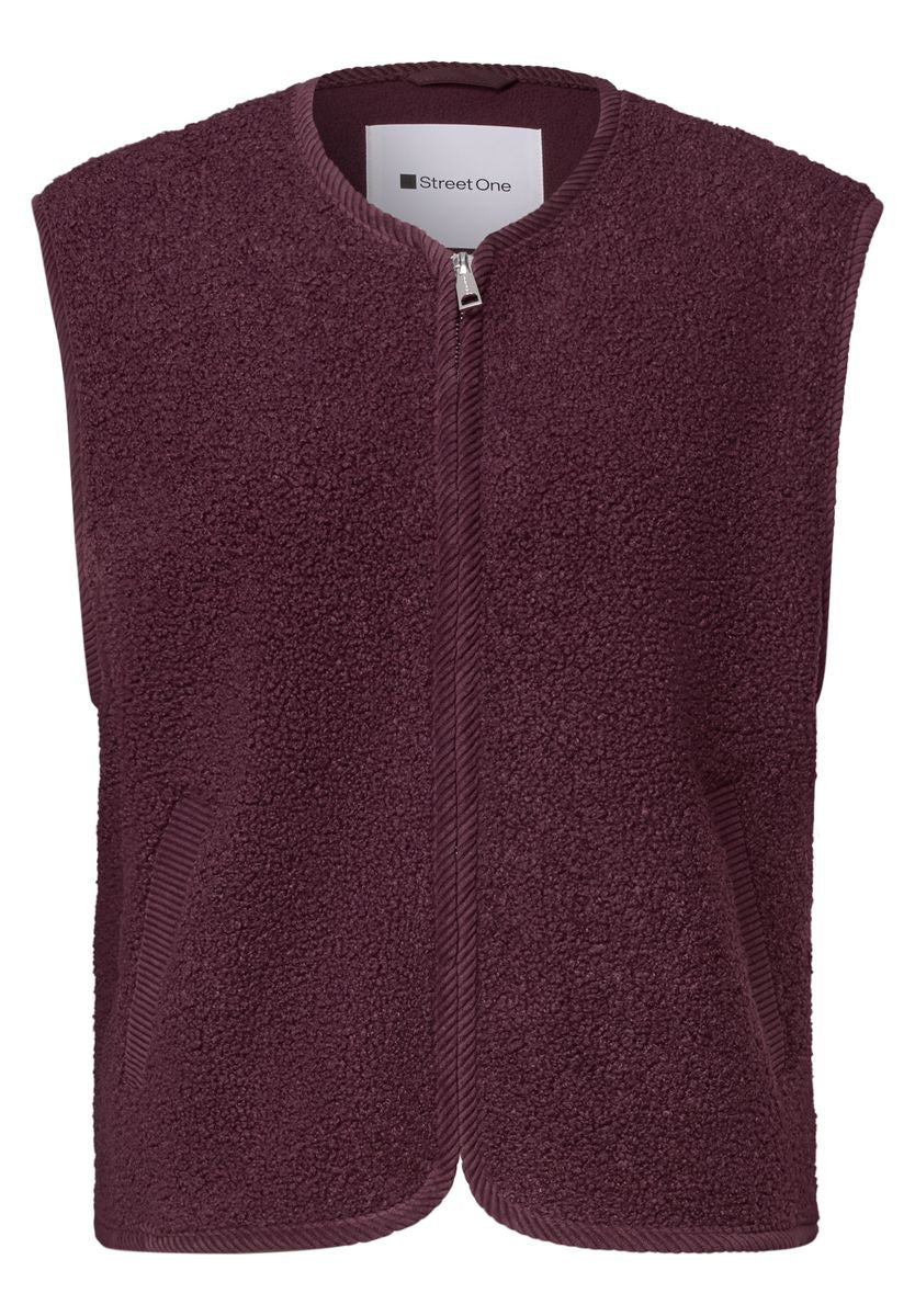 Teddy-Weste mit Zipper und Corddetails