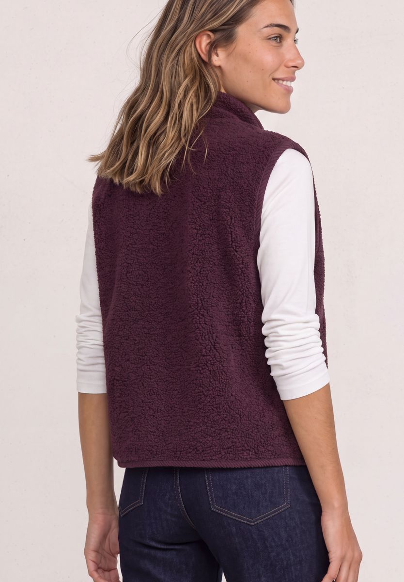 Teddy-Weste mit Zipper und Corddetails
