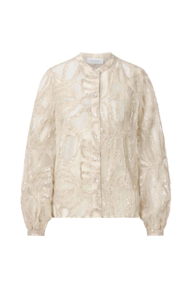 Blouse with Shiny Wool Chiffon