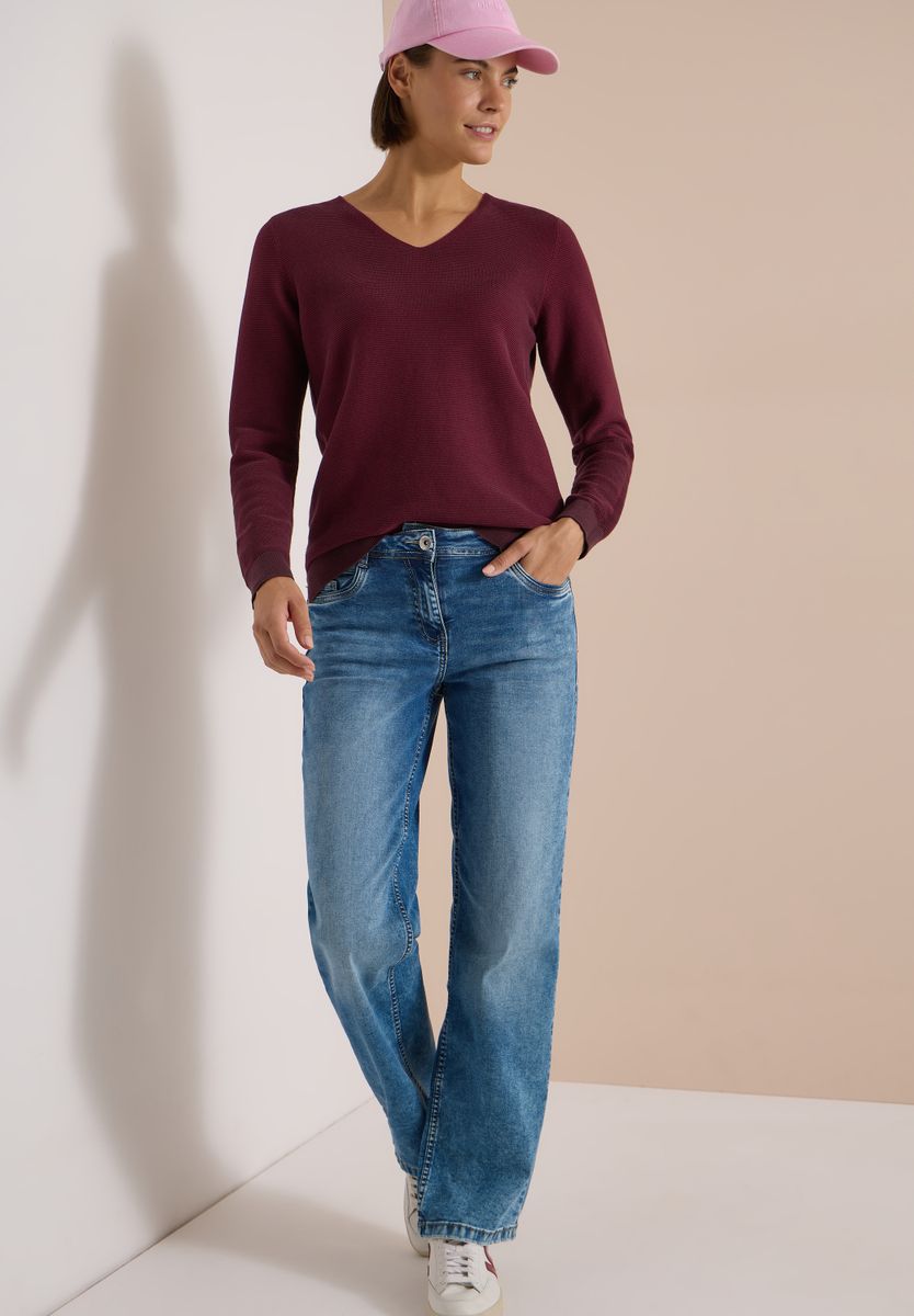Pullover im Two-Tone-Look mit V-Neck