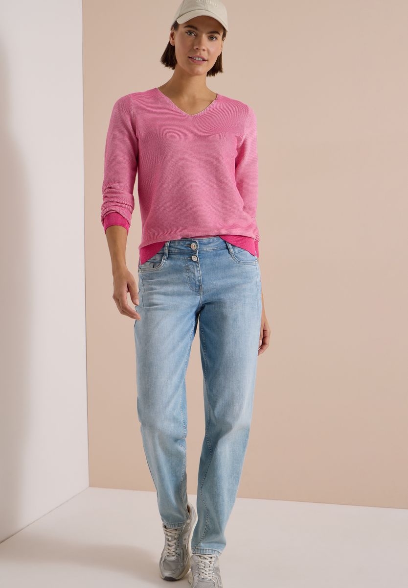 Pullover im Two-Tone-Look mit V-Neck