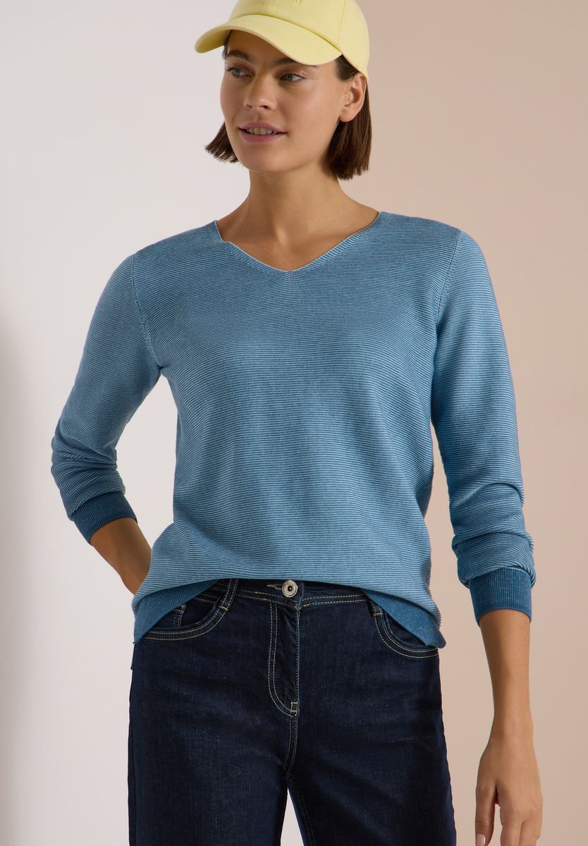 Pullover im Two-Tone-Look mit V-Neck