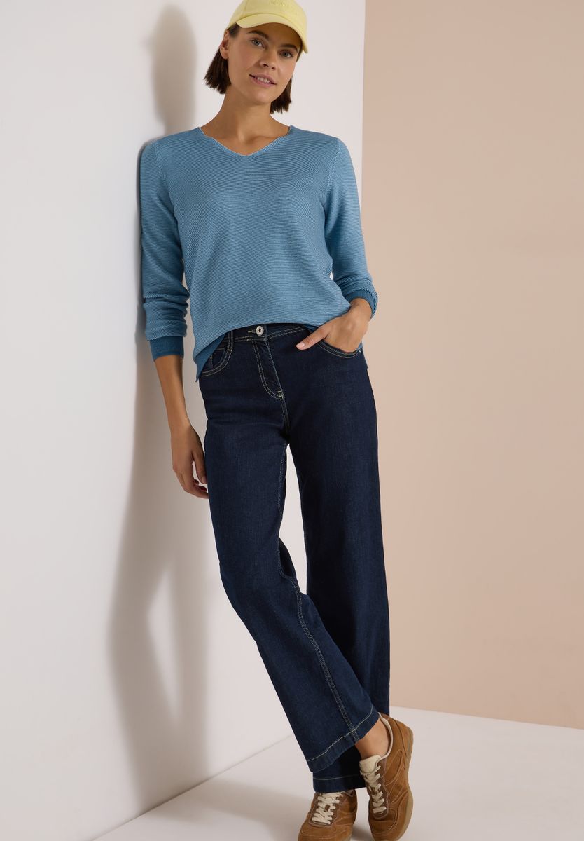 Pullover im Two-Tone-Look mit V-Neck