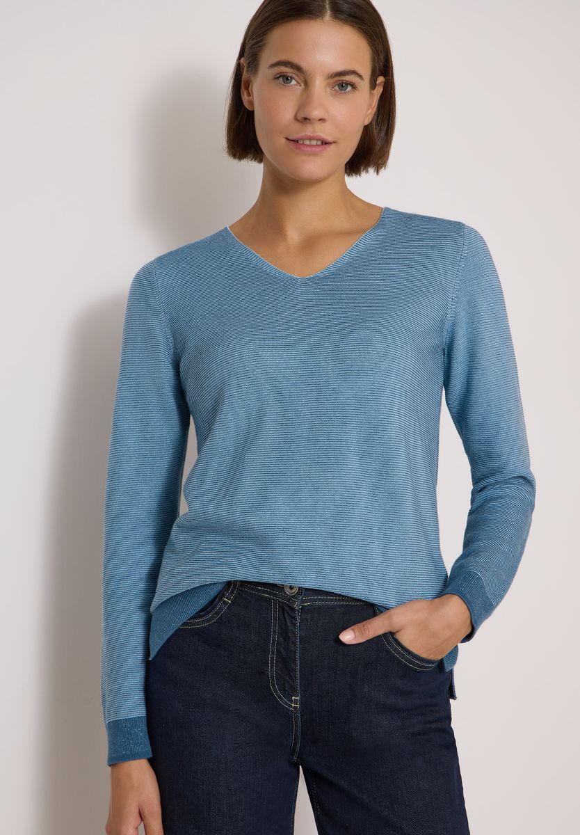 Pullover im Two-Tone-Look mit V-Neck