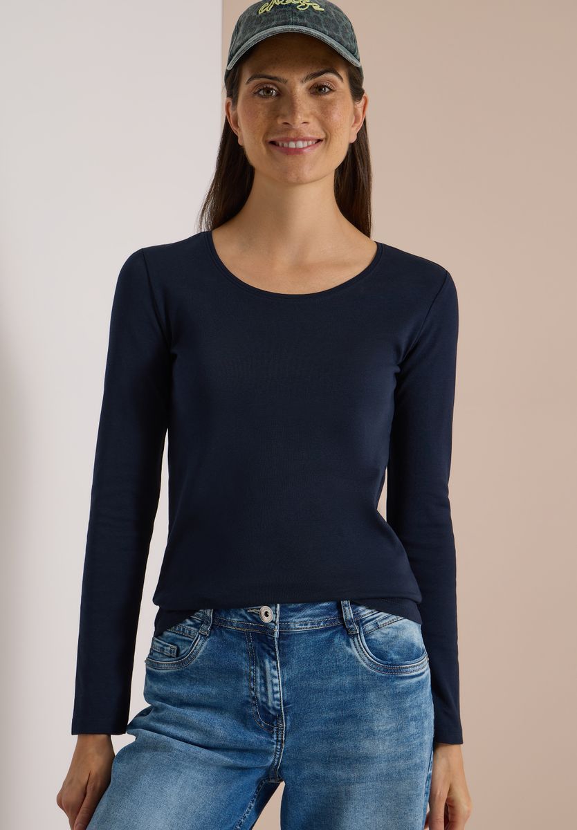Basic Langarm Shirt mit Rundhals
