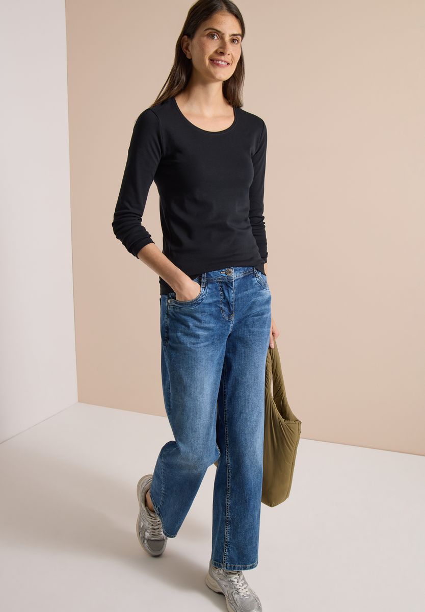 Basic Langarm Shirt mit Rundhals