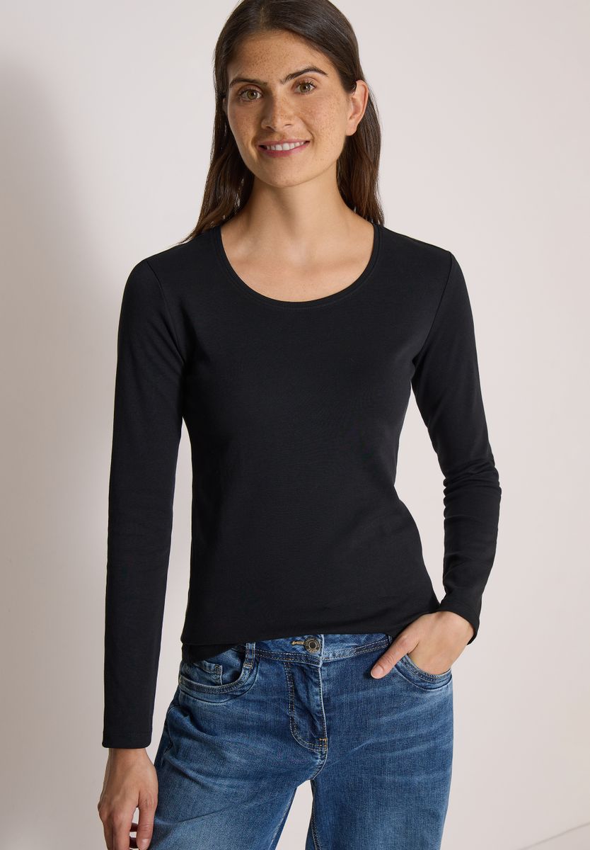Basic Langarm Shirt mit Rundhals