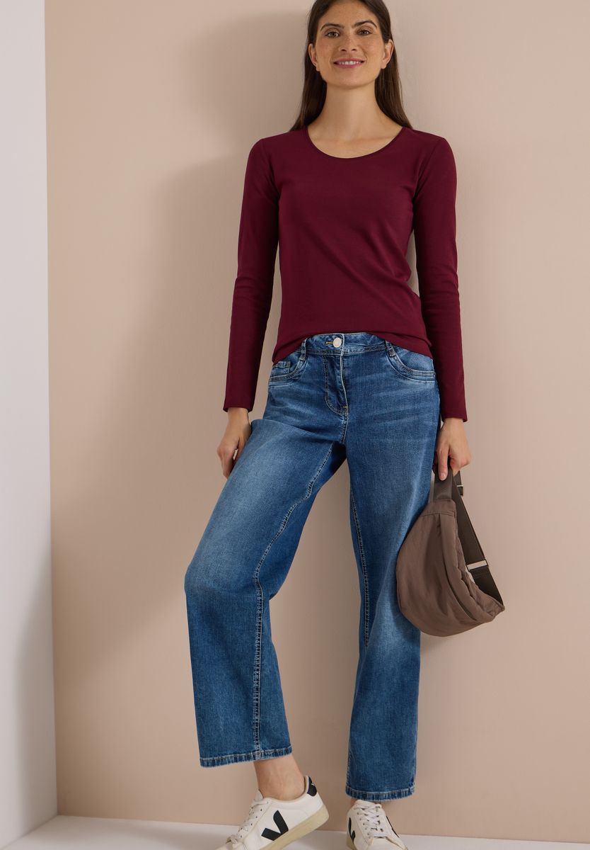 Basic Langarm Shirt mit Rundhals