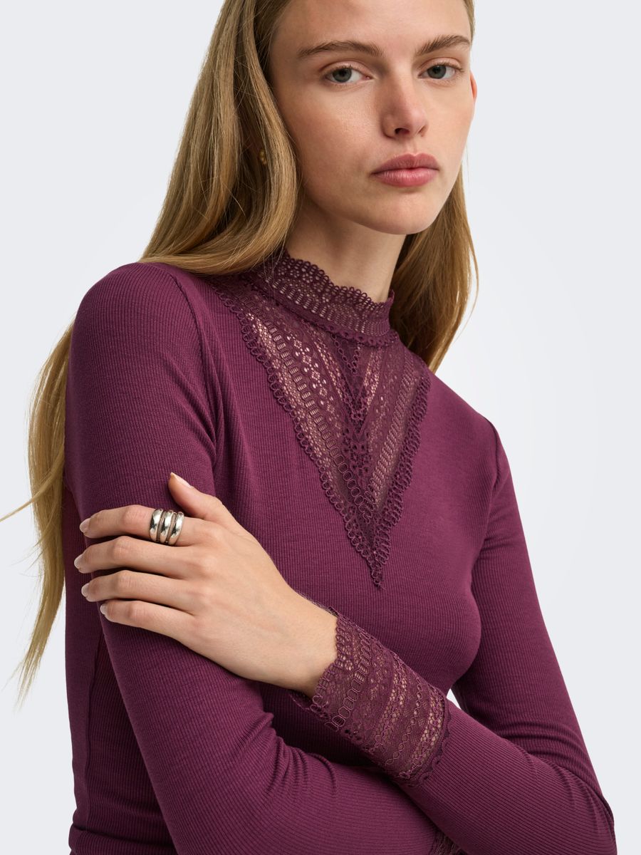 ONLTILDE L/S HIGH NECK LACE TOP JRS NOOS
