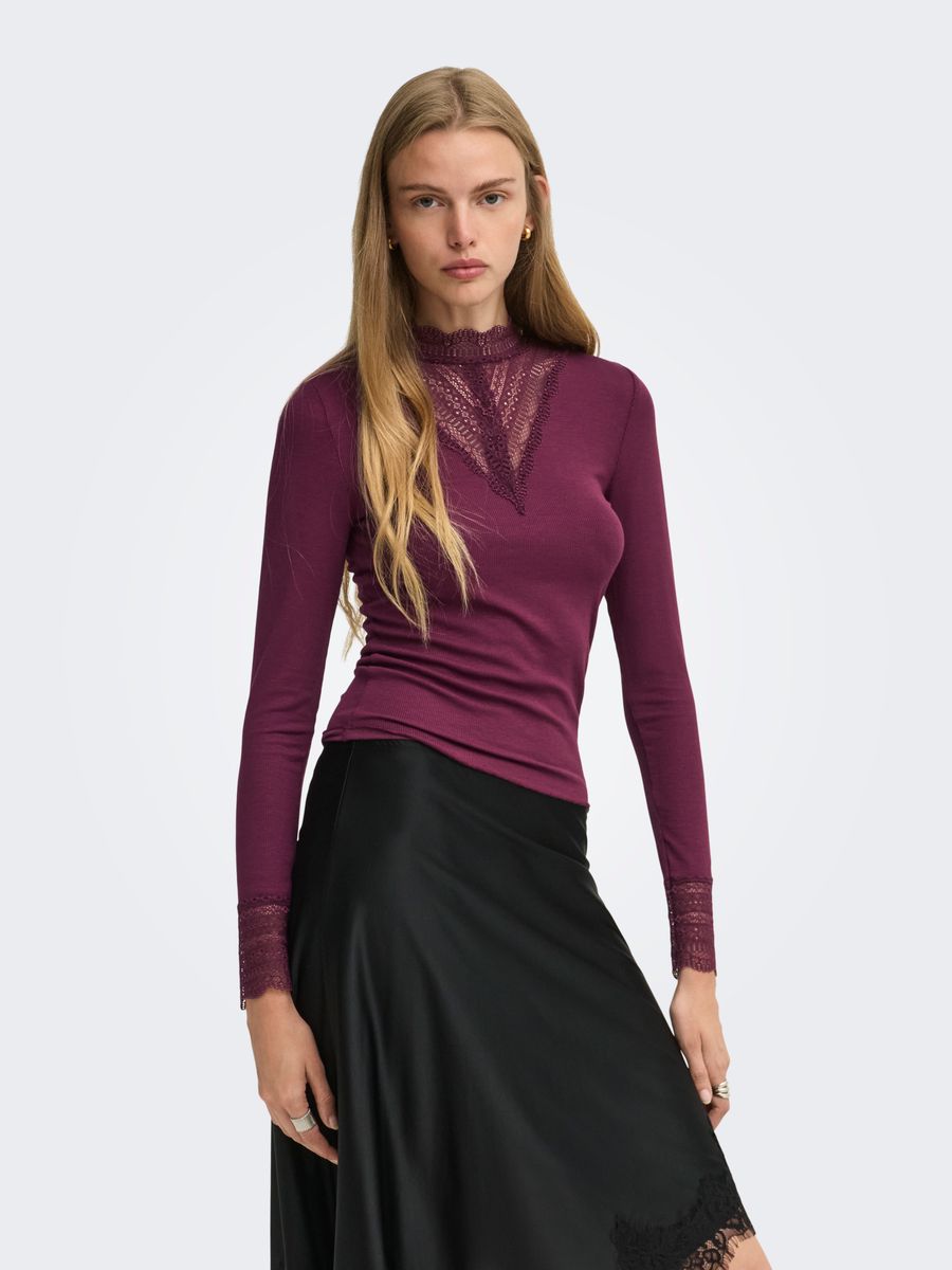 ONLTILDE L/S HIGH NECK LACE TOP JRS NOOS