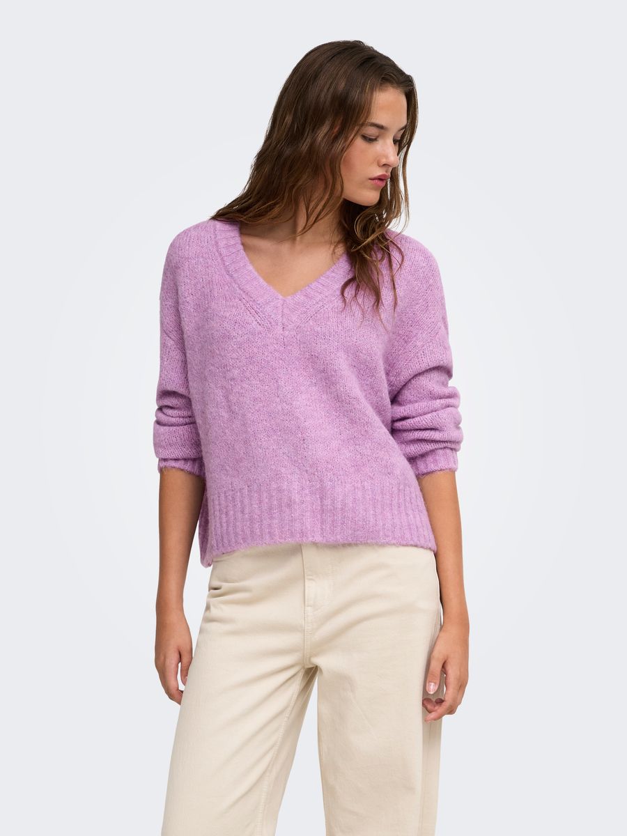 ONLFIONA LS LOOSE V-NECK KNT