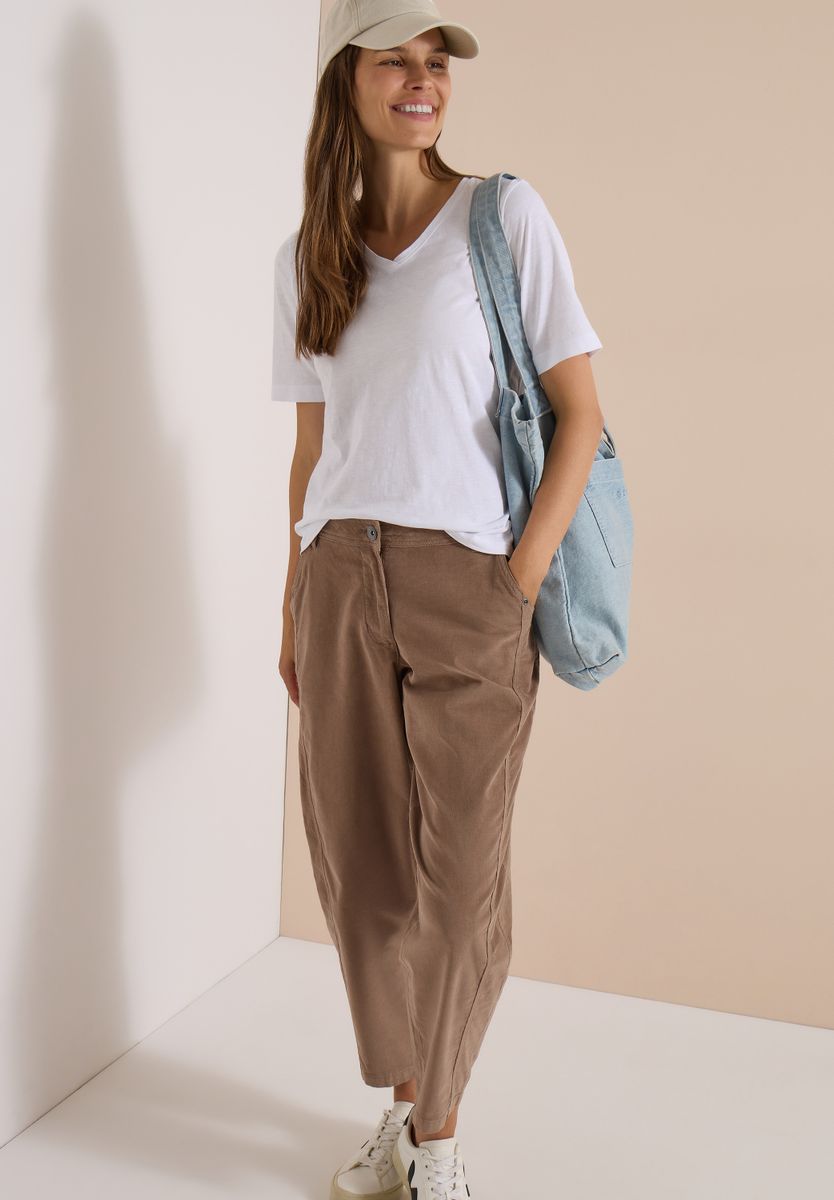 Mid Waist Barrel Leg Hose im Casual Fit