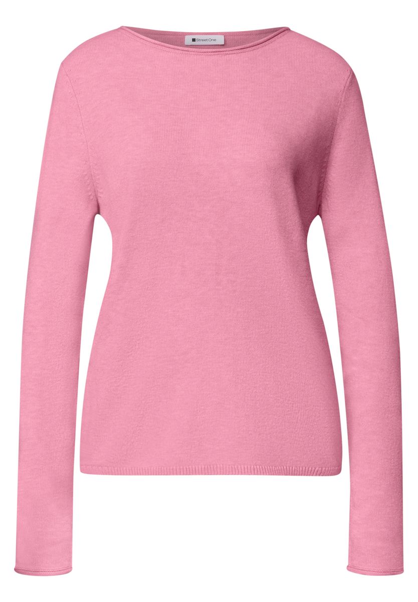 Pullover mit Boat Neck und Rollkanten