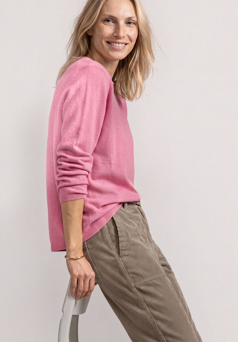 Pullover mit Boat Neck und Rollkanten