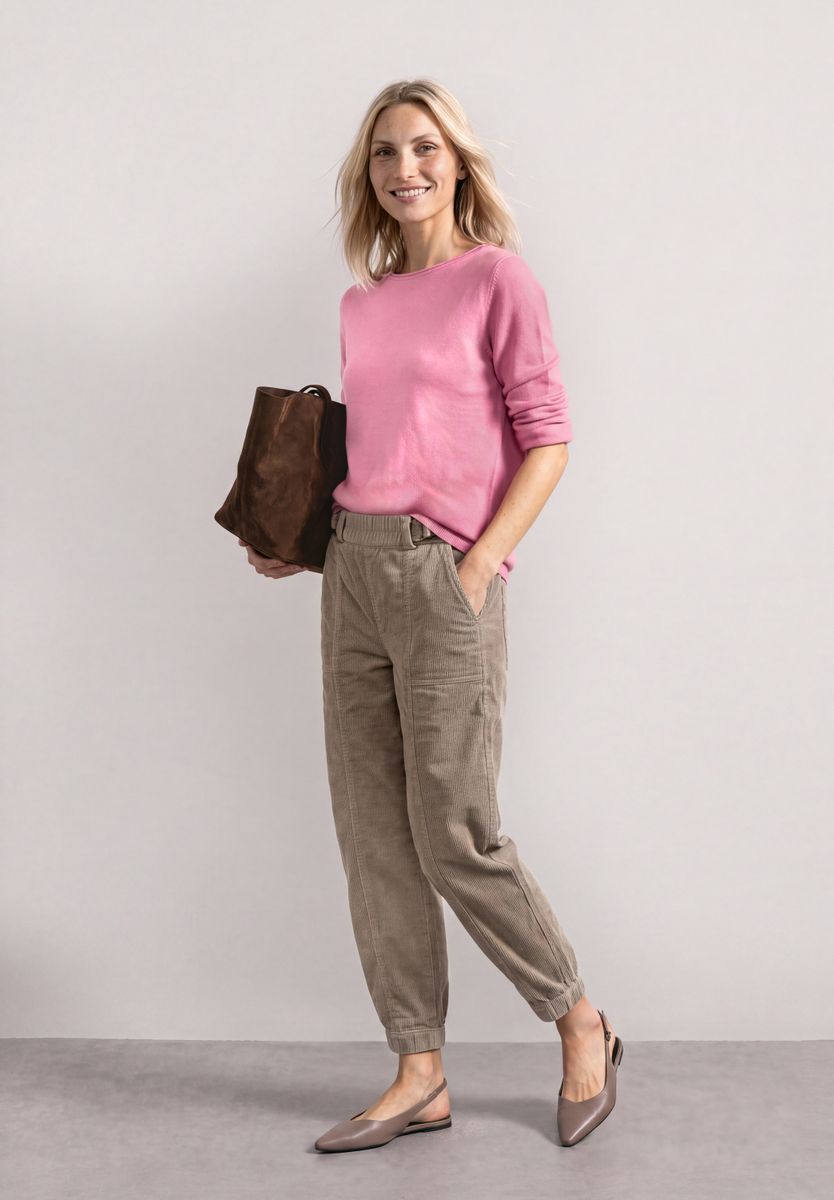 Pullover mit Boat Neck und Rollkanten