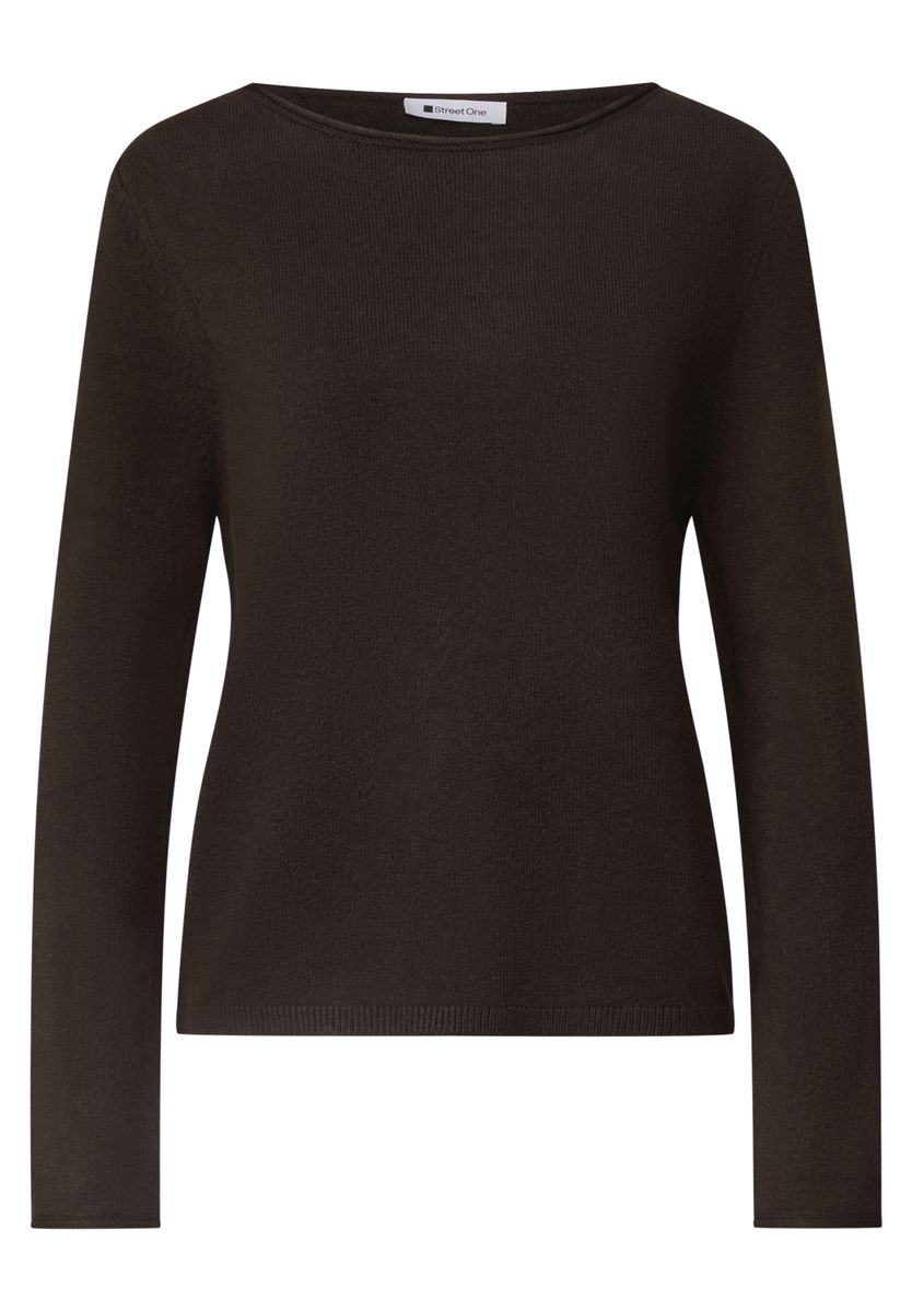 Pullover mit Boat Neck und Rollkanten