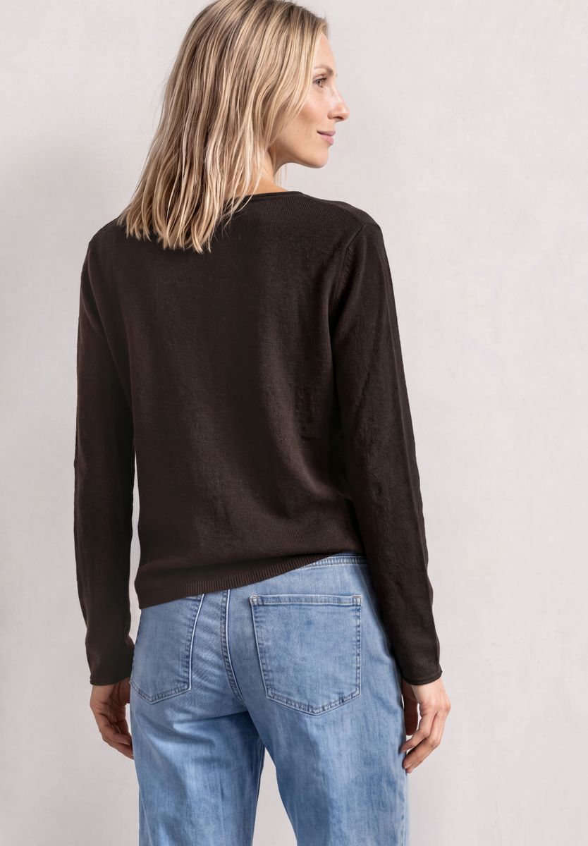 Pullover mit Boat Neck und Rollkanten