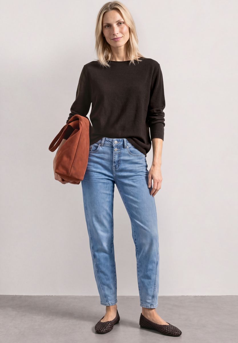 Pullover mit Boat Neck und Rollkanten