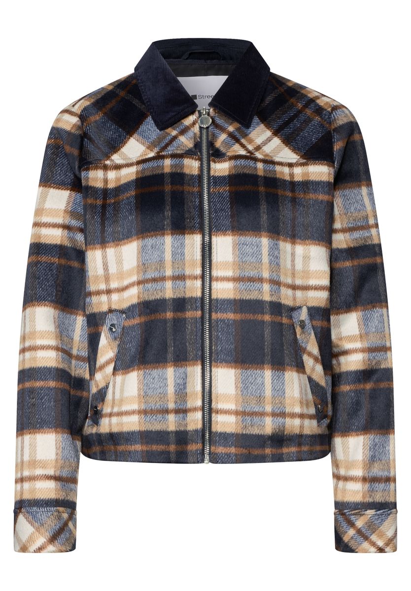 Overshirt mit Cordkragen und Print