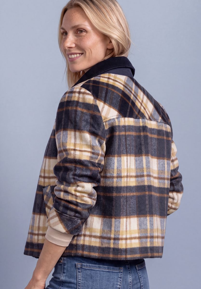Overshirt mit Cordkragen und Print