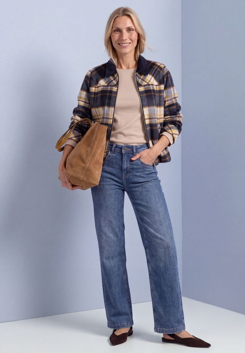 Overshirt mit Cordkragen und Print