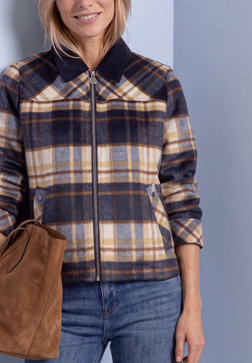 Overshirt mit Cordkragen und Print
