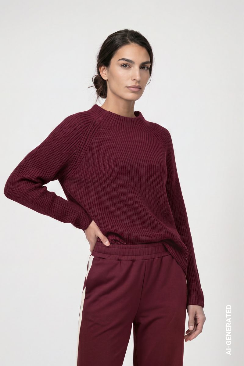 Strickpullover mit Stehkragen