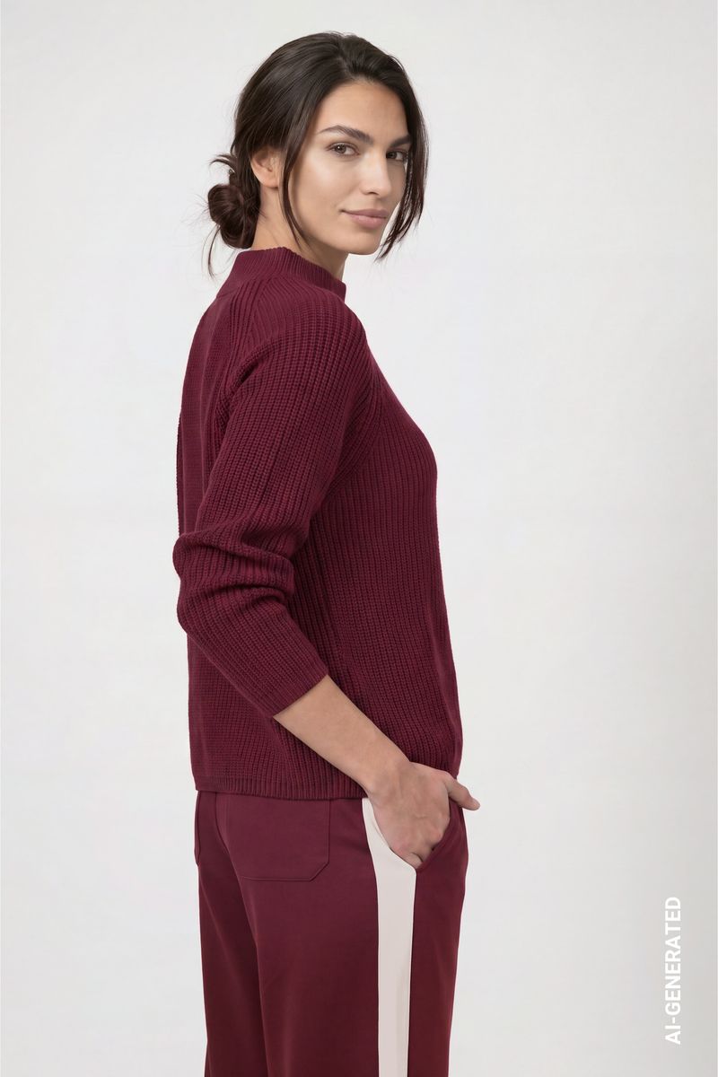 Strickpullover mit Stehkragen