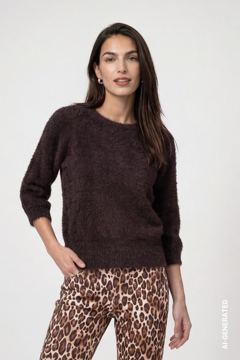 Strickpullover mit Plüsch
