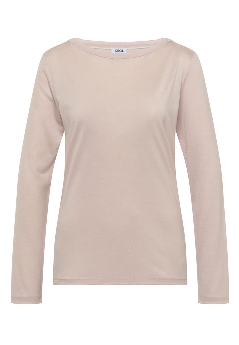 Langarm Shirt in Unifarbe mit Boat Neck