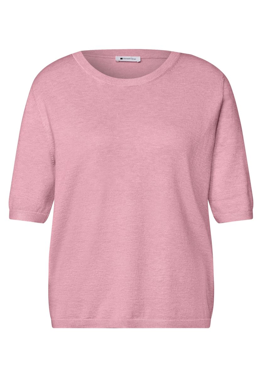 Kurzarm Pullover mit Rundhals in Unifarbe