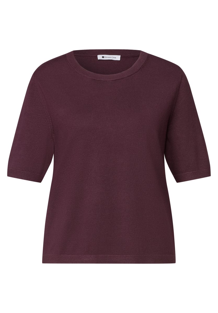 Kurzarm Pullover mit Rundhals in Unifarbe