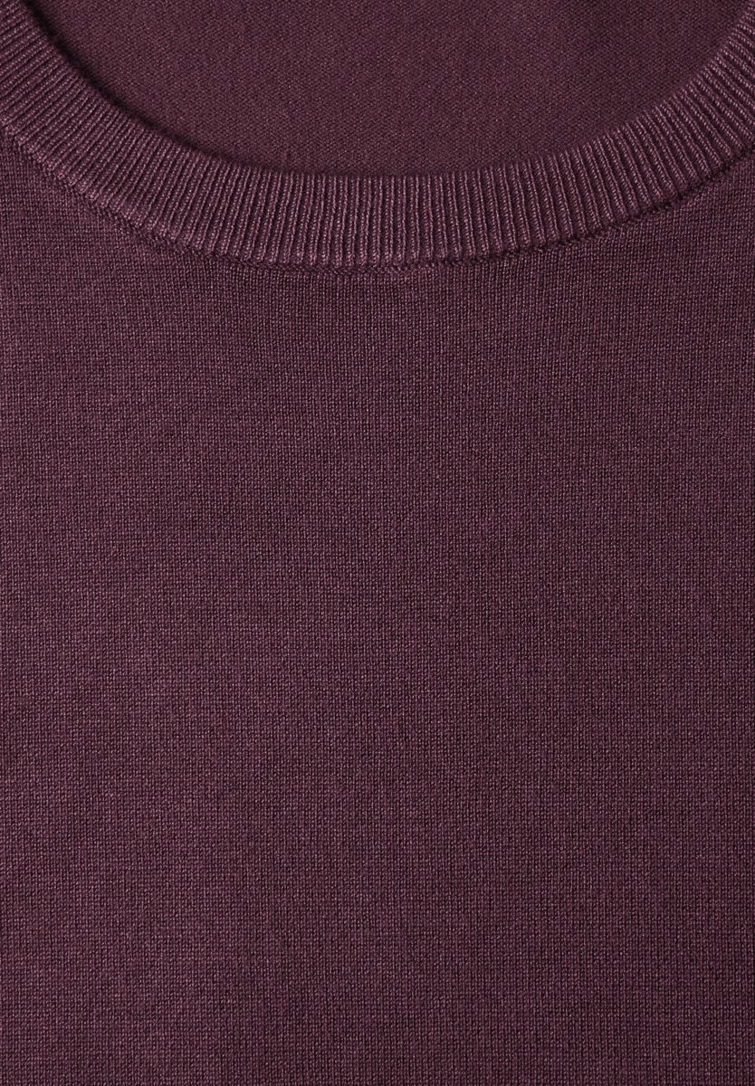 Kurzarm Pullover mit Rundhals in Unifarbe