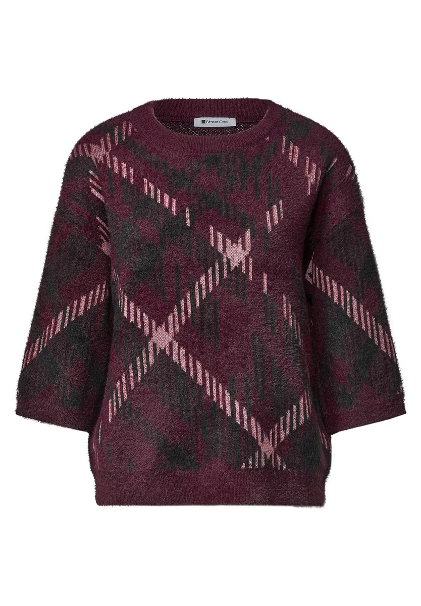 Kurzarm Pullover mit Rundhals und Muster