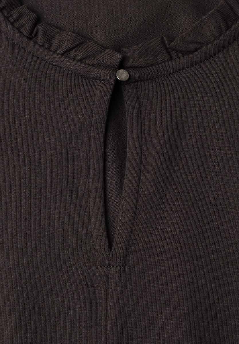 Basic Shirt mit Rüschen und Cut-Out-Detail