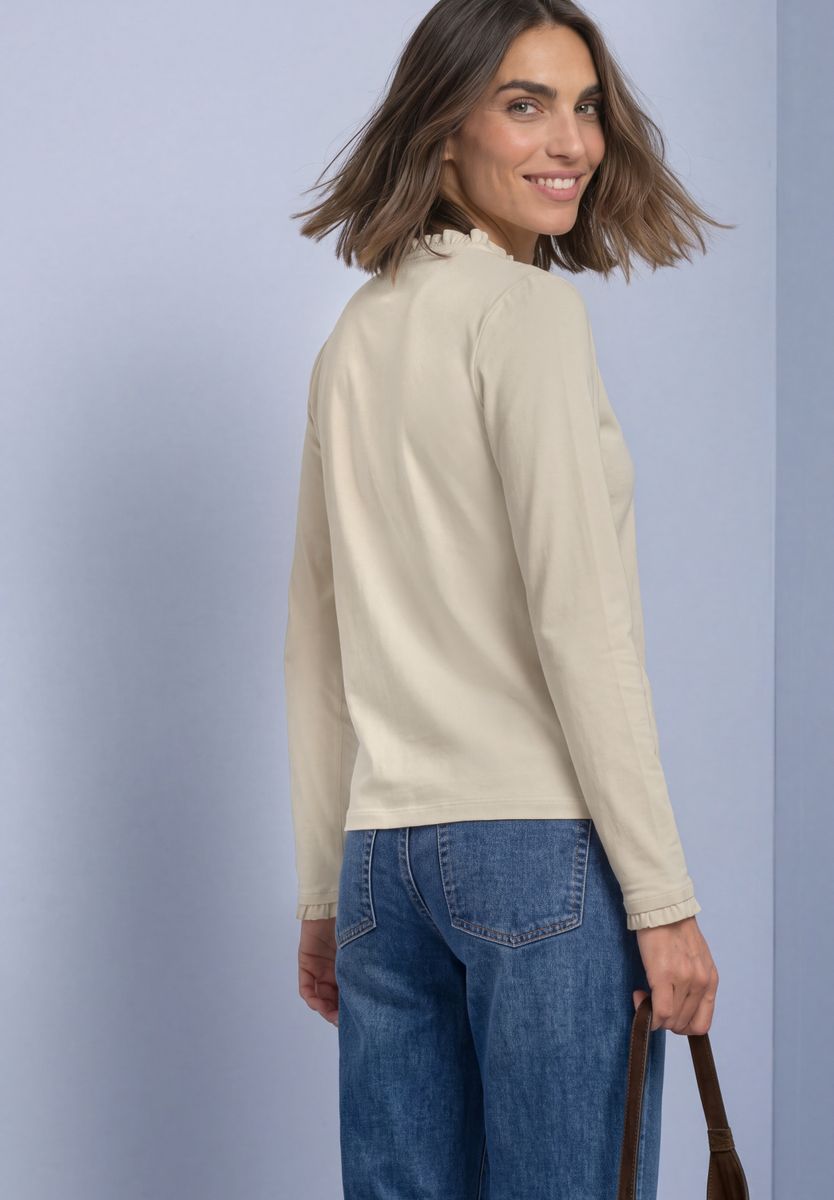 Basic Shirt mit Rüschen und Cut-Out-Detail