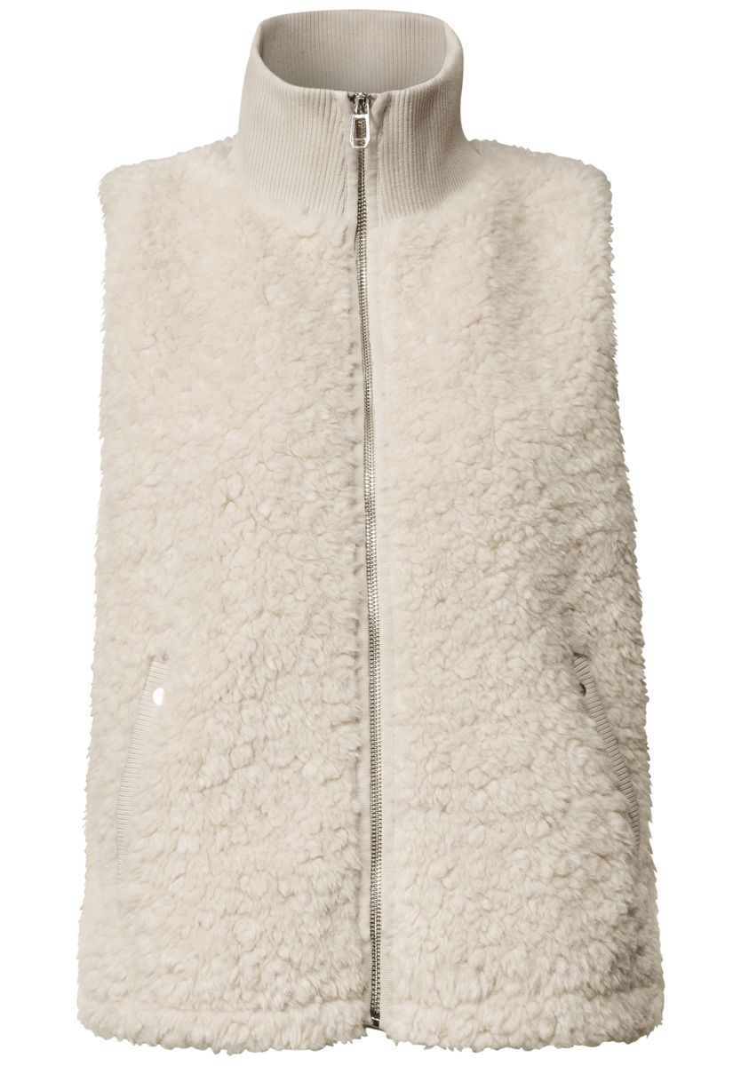 Fake Fur Weste mit Strickdetails