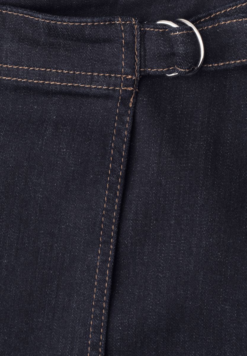 Kniefreier Denim Rock in Wickeloptik