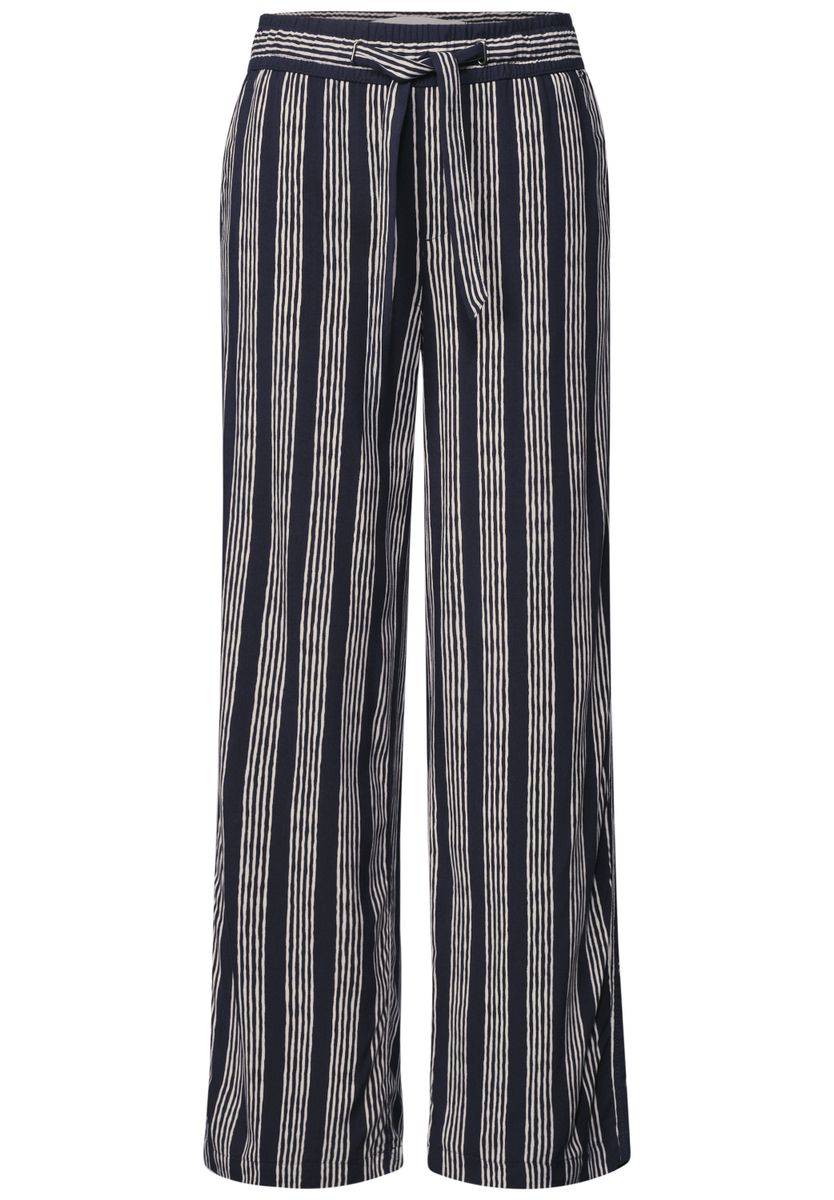Mid Waist Wide Leg Hose mit Streifen