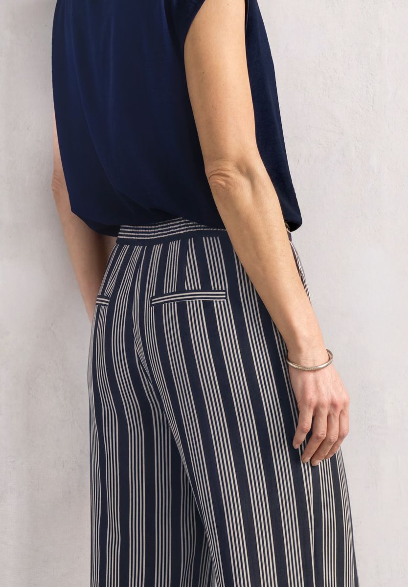 Mid Waist Wide Leg Hose mit Streifen