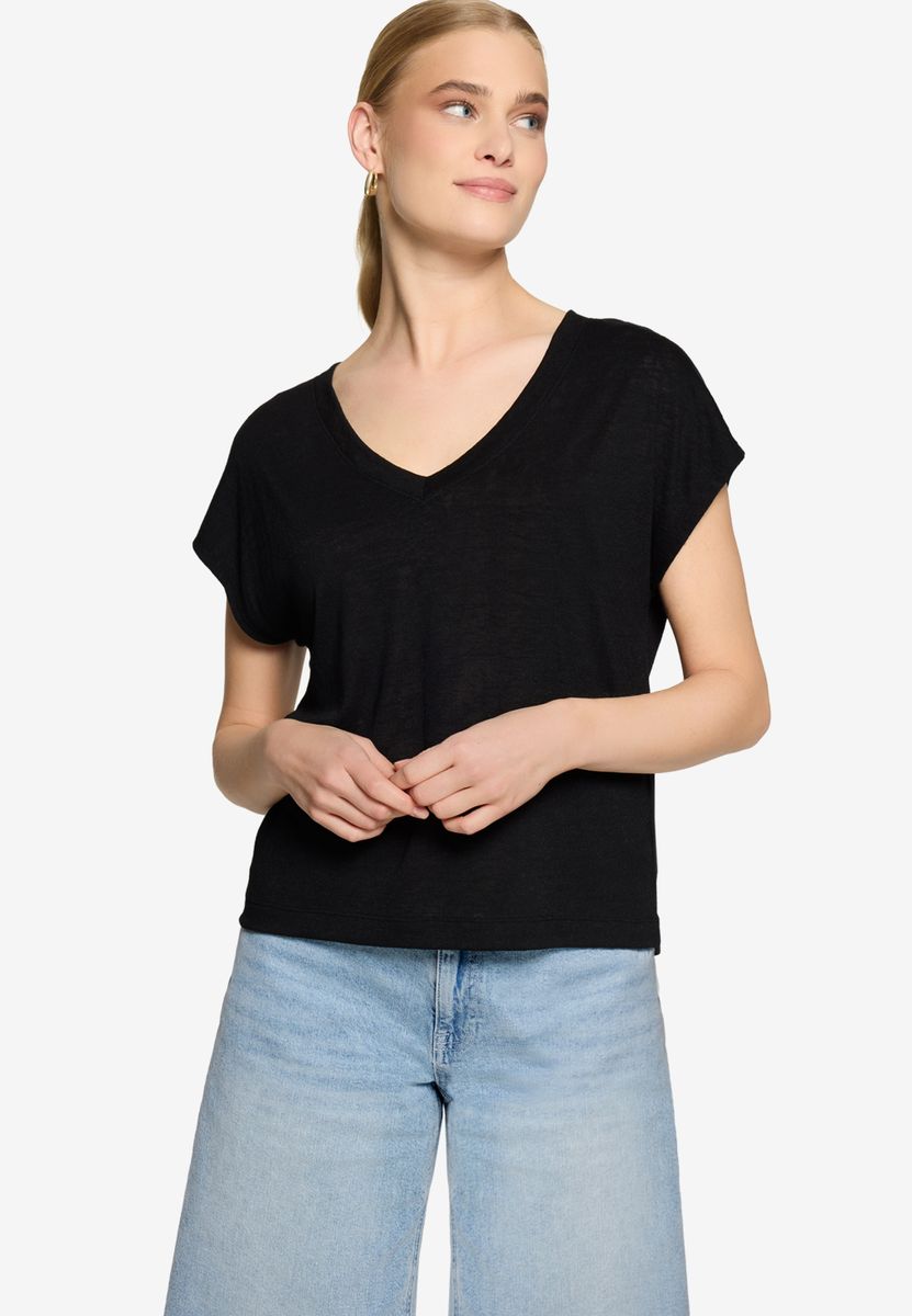 Basic-T-Shirt  mit V-Ausschnitt