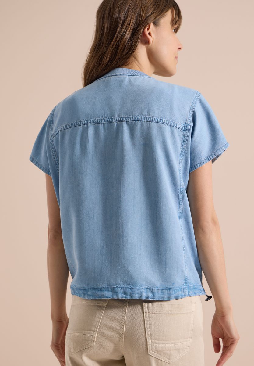 Lyocell-Bluse in Blouson-Optik